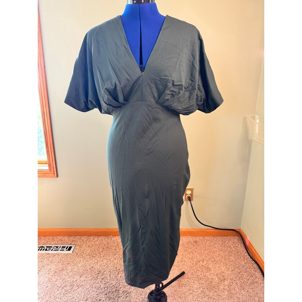 Banana Republic Womens Green V-Neck Dolman Sleeve Midi Dress 759939-01-1 Size 10